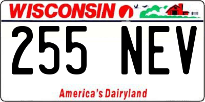 WI license plate 255NEV