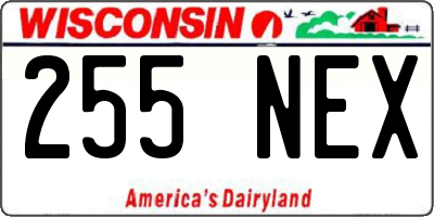 WI license plate 255NEX
