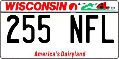 WI license plate 255NFL