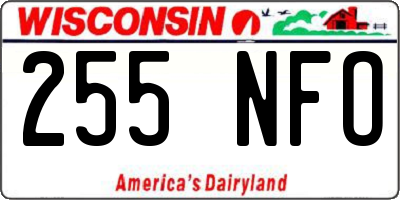 WI license plate 255NFO