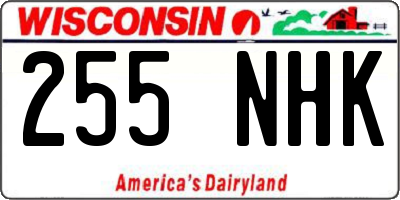 WI license plate 255NHK