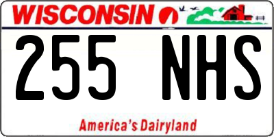WI license plate 255NHS
