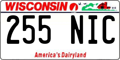 WI license plate 255NIC