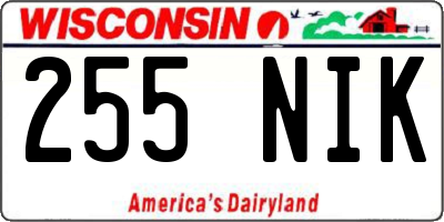 WI license plate 255NIK