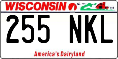 WI license plate 255NKL