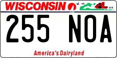 WI license plate 255NOA