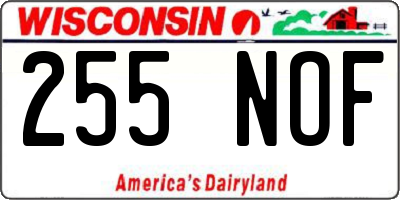 WI license plate 255NOF