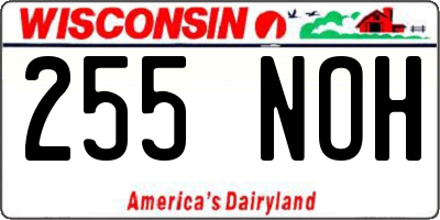 WI license plate 255NOH