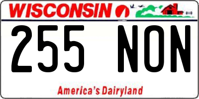 WI license plate 255NON