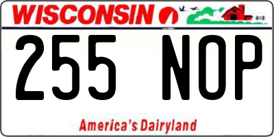 WI license plate 255NOP