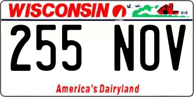 WI license plate 255NOV