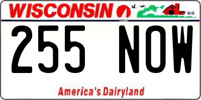 WI license plate 255NOW