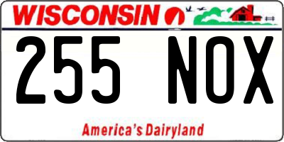 WI license plate 255NOX