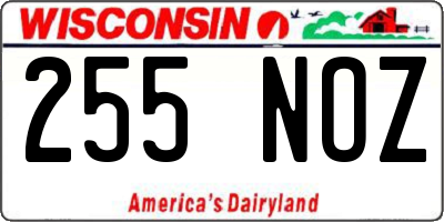 WI license plate 255NOZ