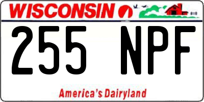 WI license plate 255NPF