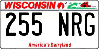 WI license plate 255NRG
