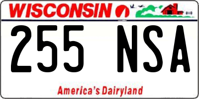 WI license plate 255NSA