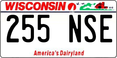 WI license plate 255NSE