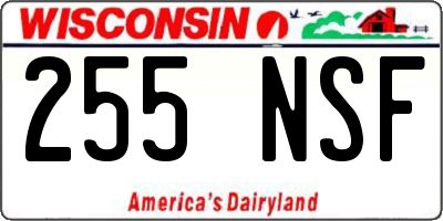 WI license plate 255NSF