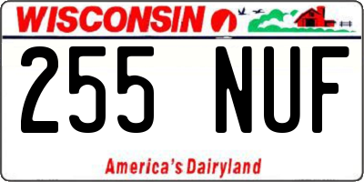 WI license plate 255NUF