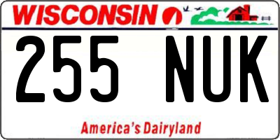 WI license plate 255NUK