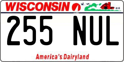 WI license plate 255NUL
