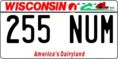 WI license plate 255NUM