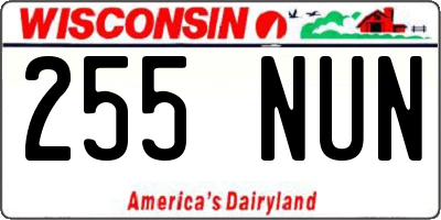 WI license plate 255NUN