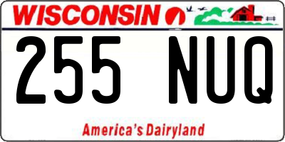 WI license plate 255NUQ