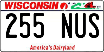 WI license plate 255NUS