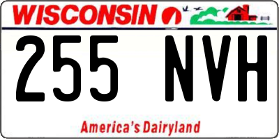 WI license plate 255NVH