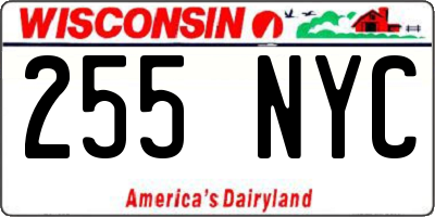 WI license plate 255NYC