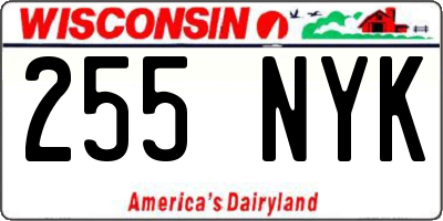 WI license plate 255NYK