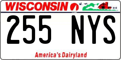 WI license plate 255NYS