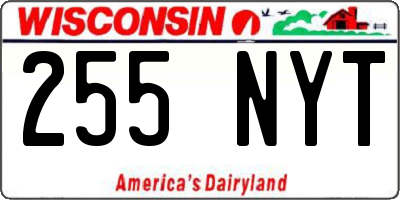 WI license plate 255NYT