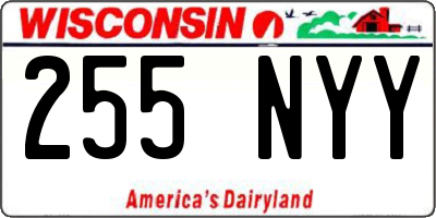 WI license plate 255NYY
