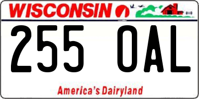 WI license plate 255OAL
