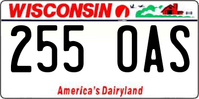 WI license plate 255OAS