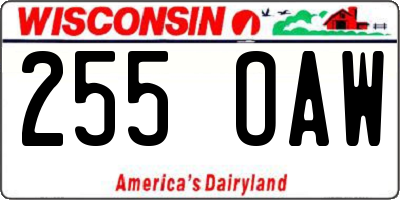 WI license plate 255OAW