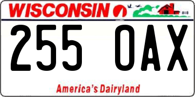 WI license plate 255OAX