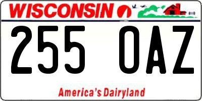 WI license plate 255OAZ
