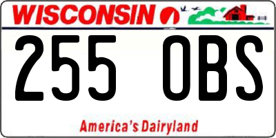 WI license plate 255OBS