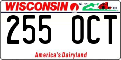 WI license plate 255OCT