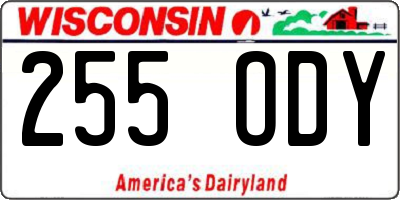 WI license plate 255ODY