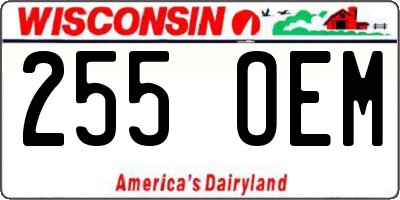 WI license plate 255OEM