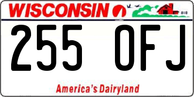 WI license plate 255OFJ