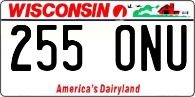 WI license plate 255ONU