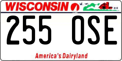 WI license plate 255OSE