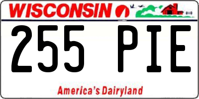 WI license plate 255PIE