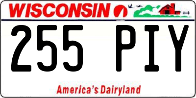 WI license plate 255PIY